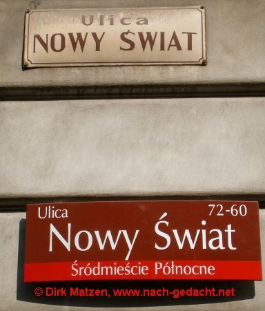 Warschau, Straenschild Ulica Nowy Świat