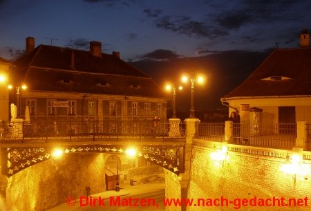 Sibiu, Hermannstadt - Die Lgenbrcke bei Nacht