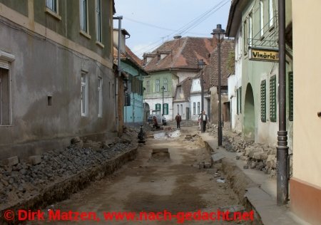 Sibiu, Hermannstadt - Renovierungsarbeiten in Straen