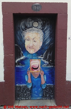 Funchal, Rua Porto do So Tiago 10, bemalte Tr